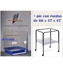 jaula para loros IMOR xxl 86x48x48+pie con ruedas 24h